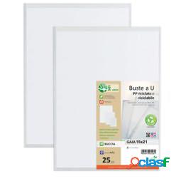 Buste a U Gaia - PP riciclato - buccia - 15 x 21 cm - Sei
