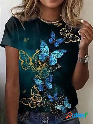 Butterfly Pattern Fashion Print Round Neck Casual