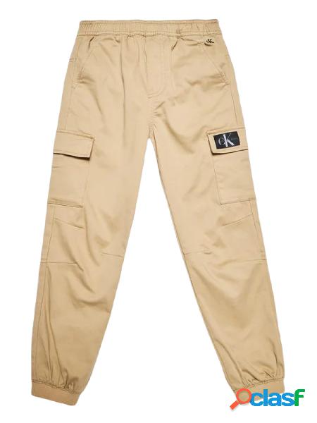 CALVIN KLEIN JEANS Pantalone cargo in cotone stretch Beige