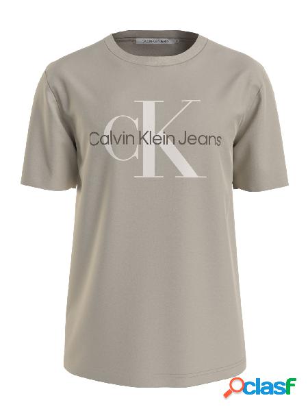 CALVIN KLEIN JEANS T-shirt slim fit a manica corta Beige