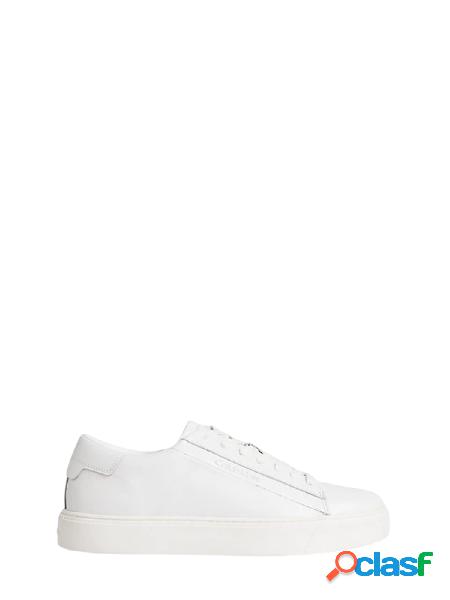 CALVIN KLEIN Sneakers Low Top Lace Up in pelle Bianco