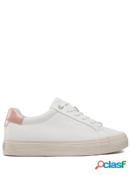 CALVIN KLEIN Sneakers Vulc Lace Up in pelle Bianco/rosa