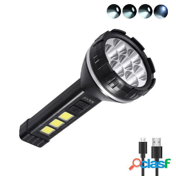 COB Luce laterale Potente torcia USB ricaricabile per
