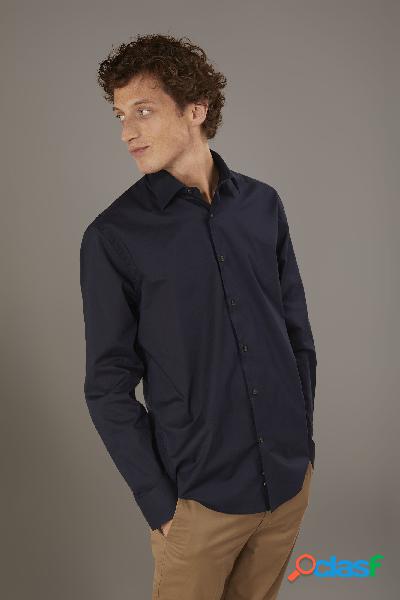 Camicia casual collo francese comfort fit in mussola di