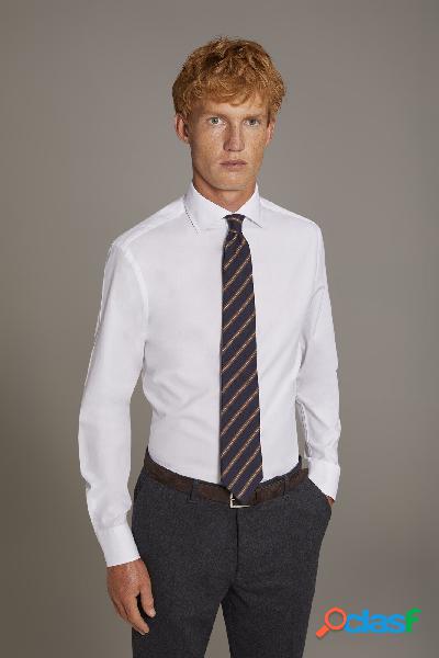 Camicia classica collo francese slim fit tessuto spigato