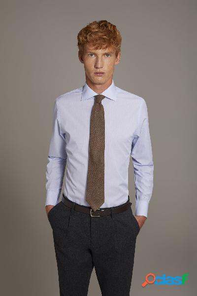 Camicia classica collo francese slim fit tessuto tinto filo