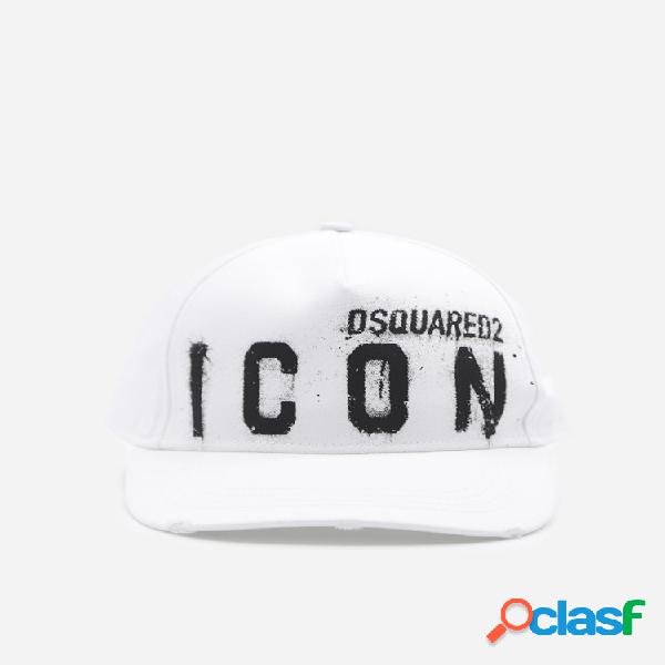Cappello in cotone con logo ricamato a contrasto