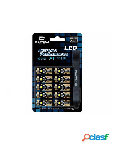 Carall - 10 lampada led t10 w5w canbus 12v 3 smd 3030 bianco