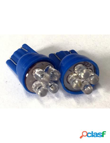Carall - coppia 2 lampade led t10 con 4 led f3 colore blue