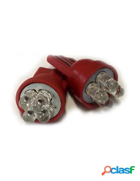 Carall - coppia 2 lampade led t10 con 4 led f3 colore rosso