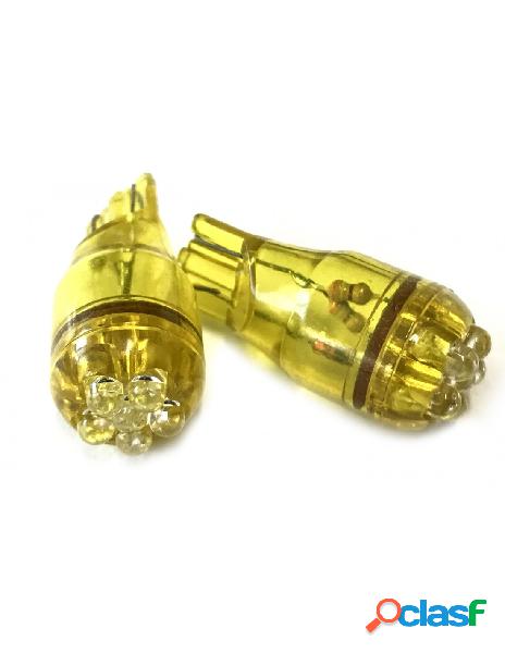 Carall - coppia 2 lampade led t10 con 6 led f3 colore giallo