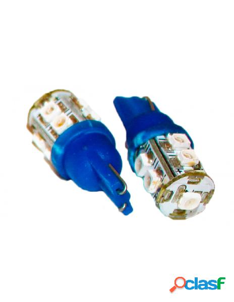 Carall - coppia 2 lampade led t10 con 9 smd 3528 colore blue