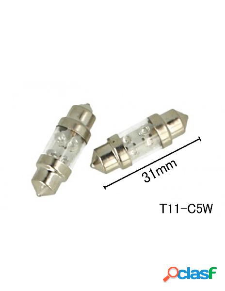 Carall - coppia 2 lampade led t11 c5w siluro 31mm con 4 led