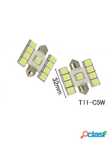 Carall - coppia 2 lampade led t11 c5w siluro 32mm con 9 smd