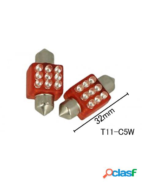 Carall - coppia 2 lampade led t11 c5w siluro 32mm quadrato