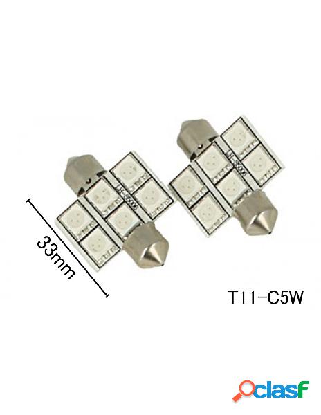 Carall - coppia 2 lampade led t11 c5w siluro 33mm con 6 smd