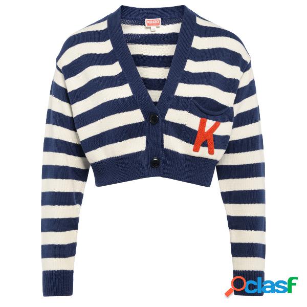 Cardigan crop Kenzo bianche e blu