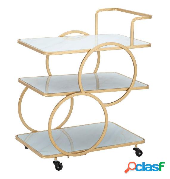 Carrello portavivande 3 ripiani in vetro struttura in