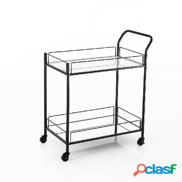 Carrello portavivande moderno in metallo con specchio e