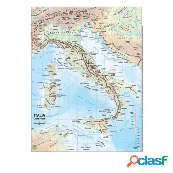 Carta geografica Italia - scolastica - plastificata - 297 x