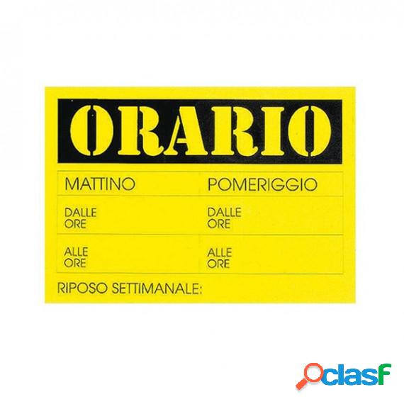 Cartello in cartoncino ORARIO DALLEALLE... - 23x32 cm -
