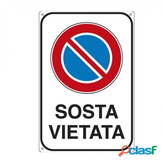 Cartello segnalatore - 20x30 cm - SOSTA VIETATA - alluminio