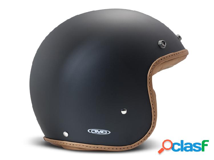 Casco Jet DMD Leather Vintage Pillow in carbonio Nero Opaco