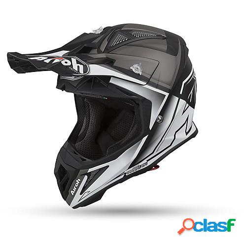 Casco cross Airoh Aviator 2.2 Check in fibra Bianco Opaco