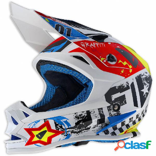 Casco cross bambino Ufo Plast ONYX GRAFFITI Bianco Rosso