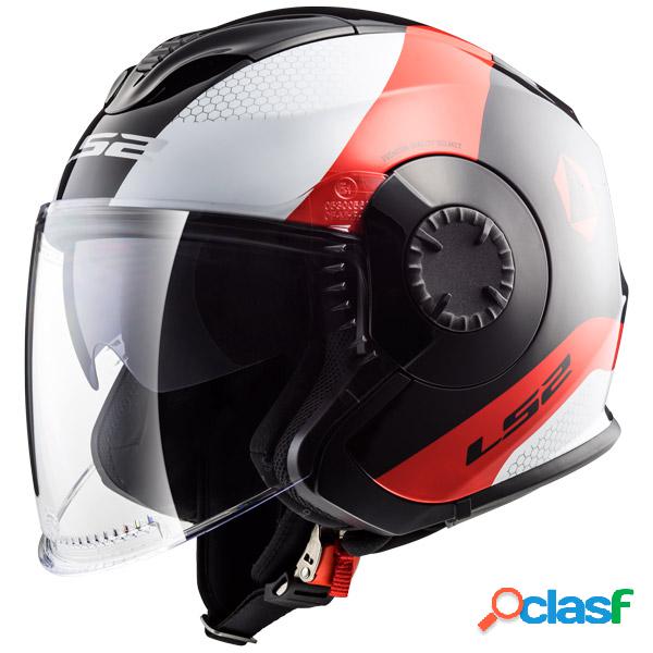 Casco jet LS2 OF570 VERSO TECHNIK Nero Bianco Rosso