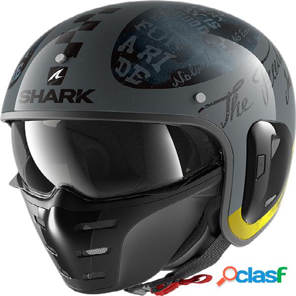 Casco jet Shark S-DRAK 2 TRIPP IN in fibra Antracite Giallo