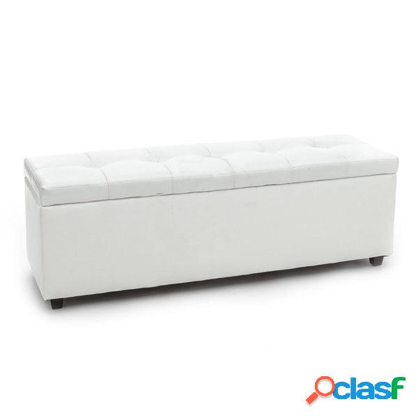 Cassapanca rivestita in similpelle bianco seduta imbottita