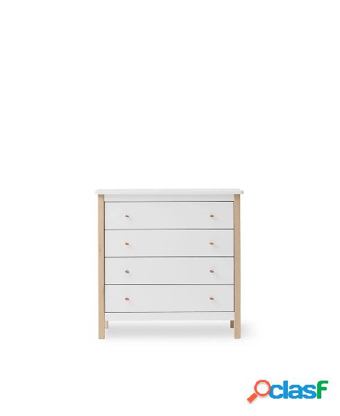 Cassettiera 4 Cassetti Oliver Furniture Bianco/Legno