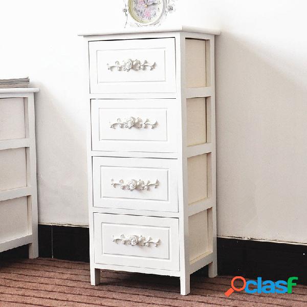 Cassettiera in legno di paulownia colore bianco shabby 4