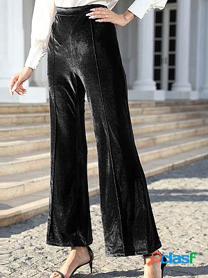 Casual Loose Gold Velvet Solid Color Pants