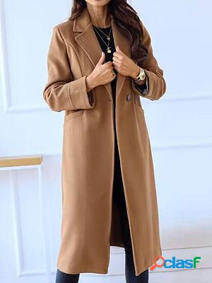 Casual Loose Vintage Lapel Button Wool Coat
