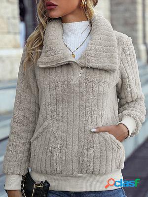 Casual Loose Zipper Sherpa Thermal Coat