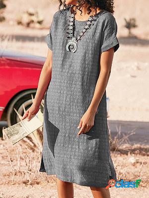 Casual Solid Color Round Neck Short Sleeve Dress
