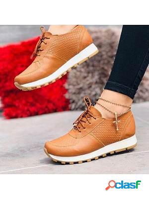 Casual Solid Lace-Up Sneakers