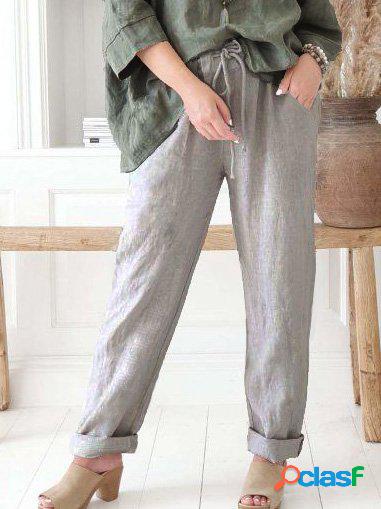 Casuale Cotone Sciolto Pantaloni