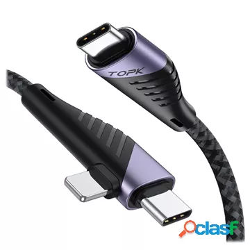 Cavo di Ricarica Rapida 2 in 1 Topk AP74 - USB-C, Lightning