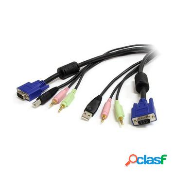 Cavo switch kvm vga usb 4 in 1 da 1,8 m con audio e