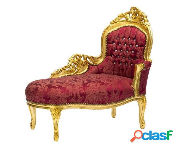 Chaise longue divanetto barocco in legno color oro tessuto