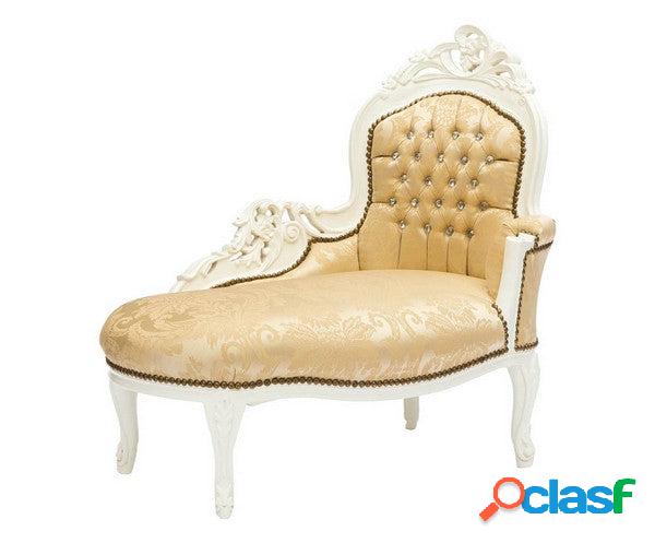 Chaise longue divanetto barocco in legno colore bianco