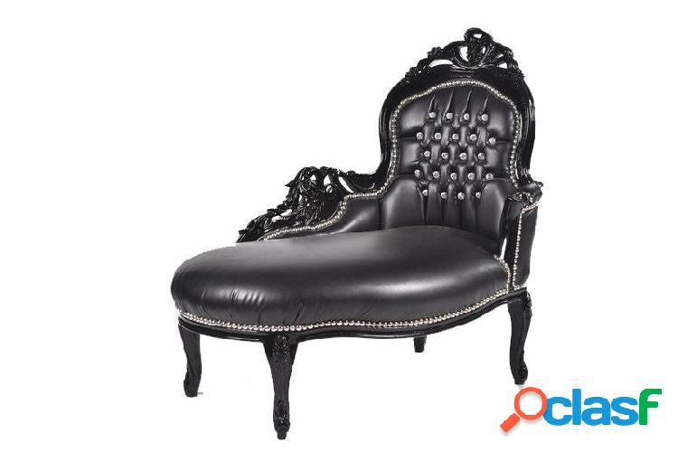 Chaise longue divanetto barocco in legno ed ecopelle colore