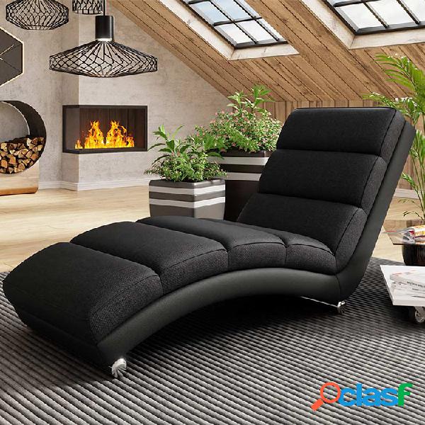 Chaise longue imbottita in tessuto 180cm nero Marty