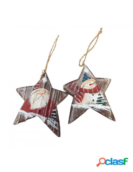 Ciao srl - decorazione di natale stella in legno dipinto