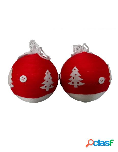 Ciao srl - set 2 sfere di natale in lana cm 10 bianco rosso