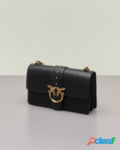 Classic Love Bag in pelle nera con tracolla regolabile e