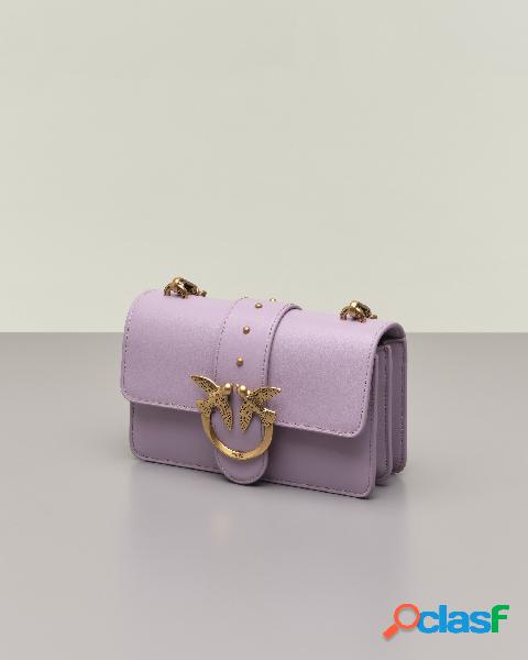 Classic Mini Love Bag Icon color lilla in pelle liscia con